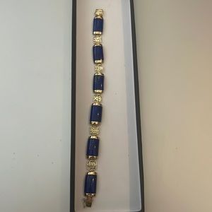 14k gold Lapis Lazuli link bracelet